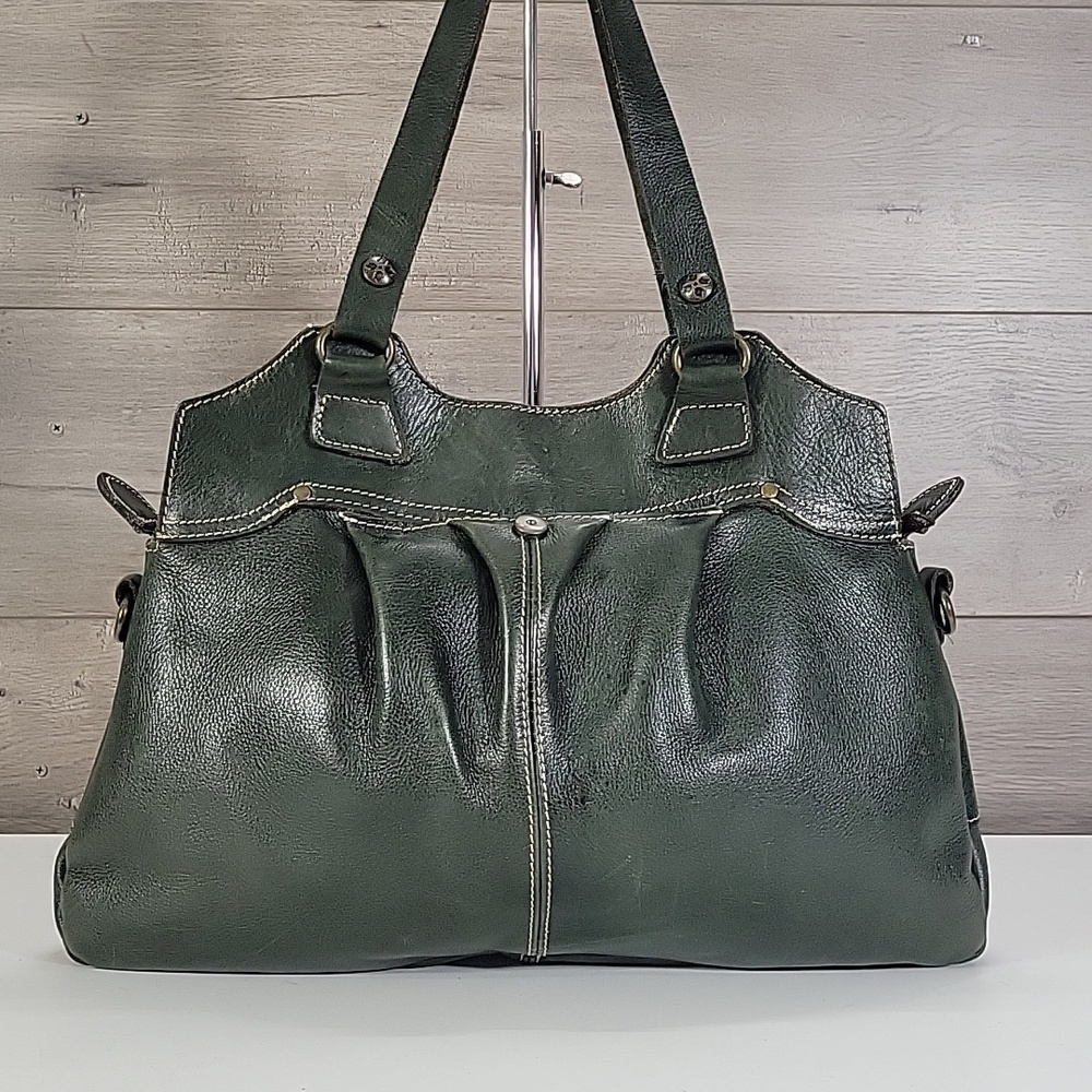 Patricia Nash Dark Green Leather Napoli Satchel Handbag Purse Tote - Picture 5 of 16